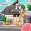 1116Pcs Cada LED City Japanese Style Summer Restaurant Coffee House Building Blocks Friends Light Shop Bricks - LEPIN LEPIN Store