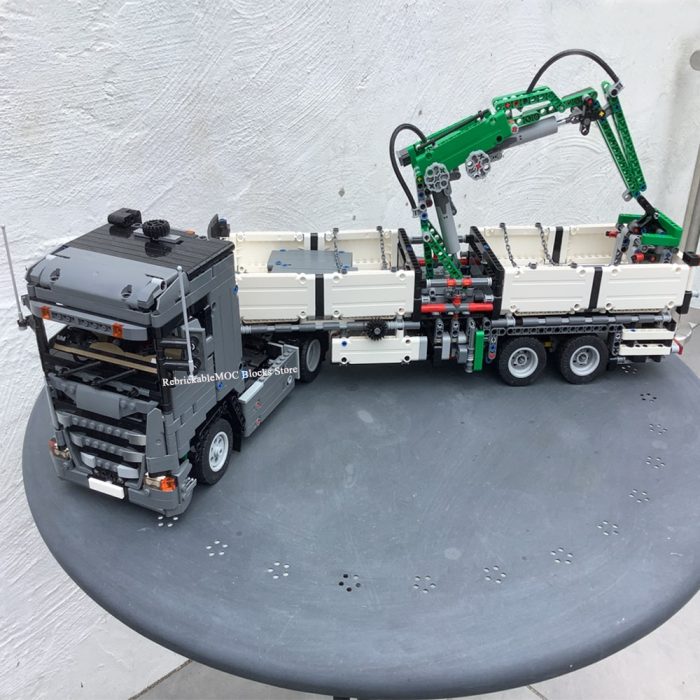 2366PCS Engineering Scania G370 With Grab Crane Trailer Dump Truck Tower Head technology ChildrenToy Christmas Blocks - LEPIN LEPIN Store