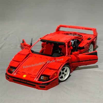 2596PCS 1 10 red F40 classic supercar static version super racing technology car DIY ChildrenToy Christmas 4 - LEPIN LEPIN Store