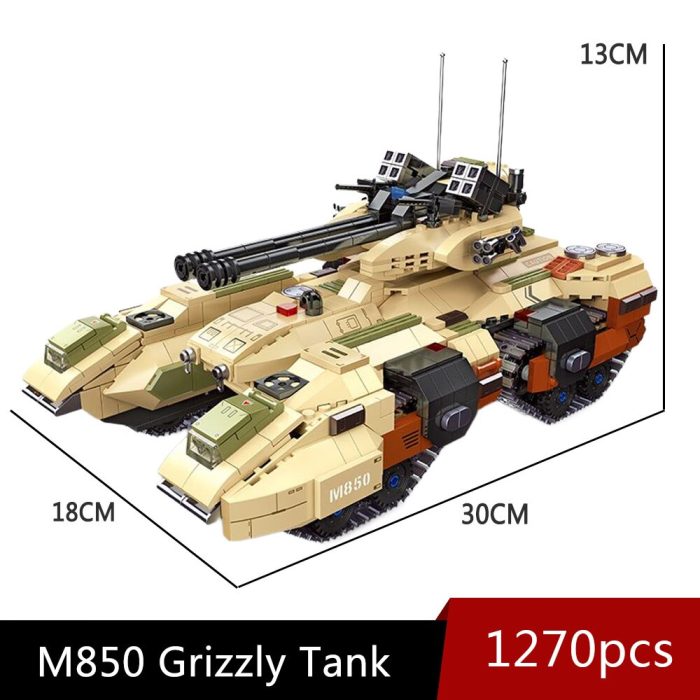 61035 JIESTAR Military Series Moc M850 Grizzly Track Tank War Weapon Brick Technical Army Model Building 5 - LEPIN LEPIN Store