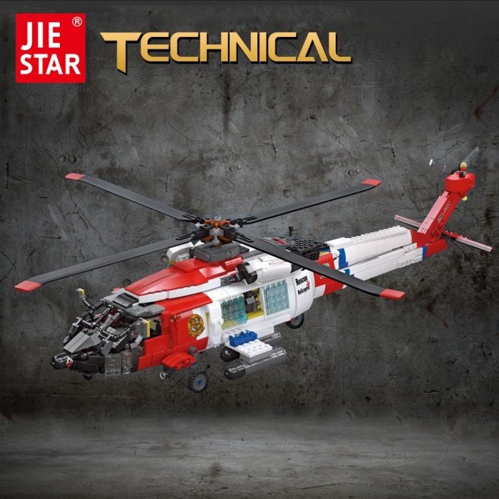 61048 1408pcs Jiestar Moc High tech MH 60T Fighter Combat Military Aircraft Technical Model Building Blocks - LEPIN LEPIN Store