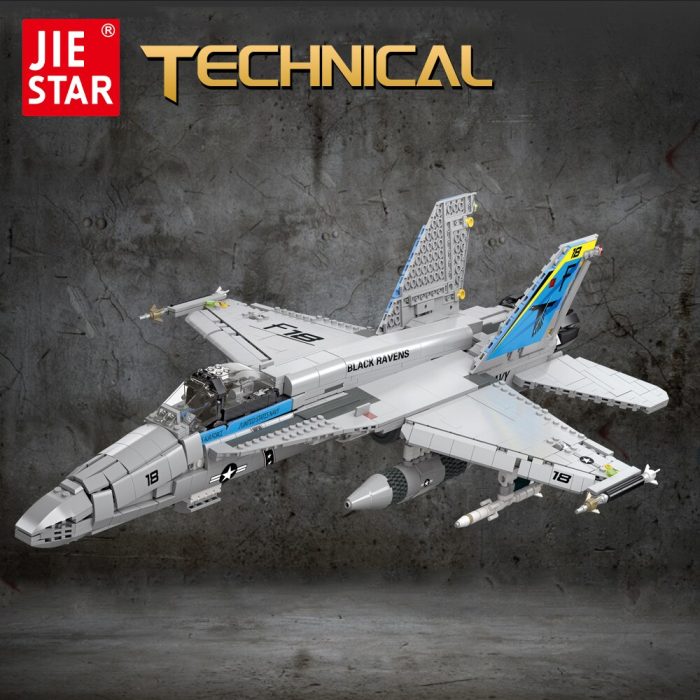 61049 1713pcs Jiestar Moc High tech FIA 18hornet Fighter Combat Military Aircraft Technical Model Building Blocks - LEPIN LEPIN Store