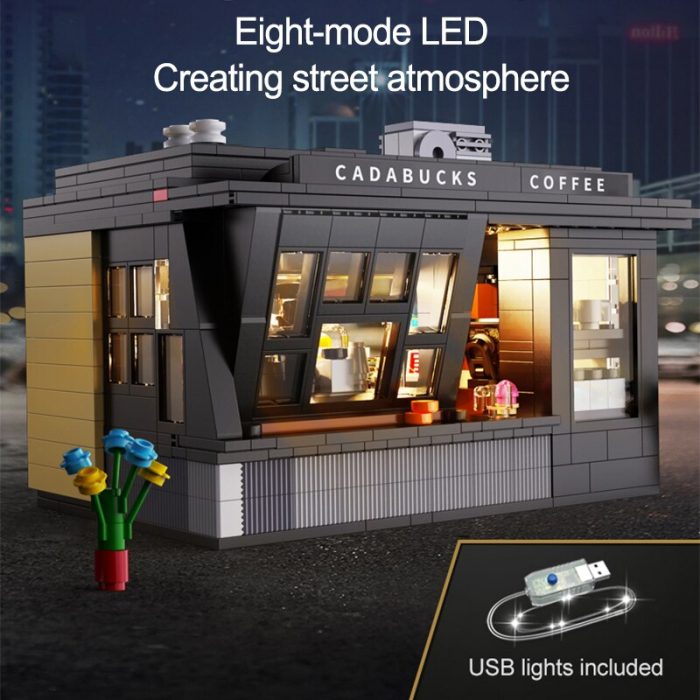 768 Pcs Cada City Street View LED Lights Coffee Store Architecture Building Blocks Friends Cafe Shop 1 - LEPIN LEPIN Store