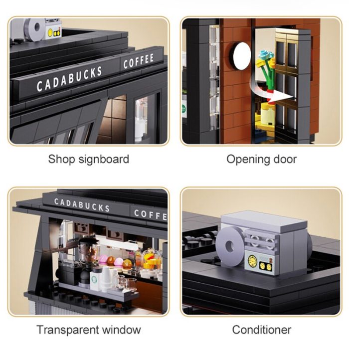 768 Pcs Cada City Street View LED Lights Coffee Store Architecture Building Blocks Friends Cafe Shop 3 - LEPIN LEPIN Store