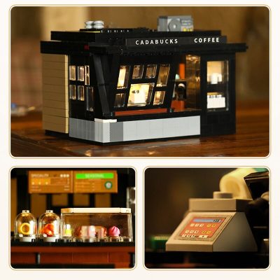 768 Pcs Cada City Street View LED Lights Coffee Store Architecture Building Blocks Friends Cafe Shop 4 - LEPIN LEPIN Store