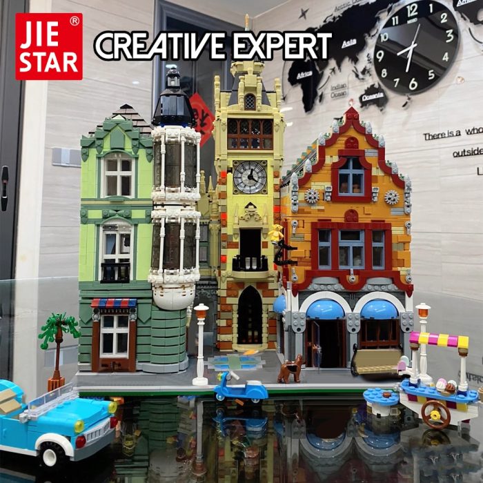 89103 JIESTAR Creative Expert Moc Street View Clock Tower Square Bricks Modular House Model Building Blocks - LEPIN LEPIN Store