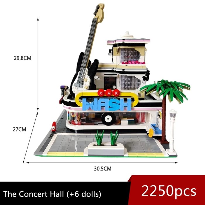 89105 jiestar Moc Creative Expert Car Wash Shop Concert Hall Street View Bricks Modular House Model 5 - LEPIN LEPIN Store