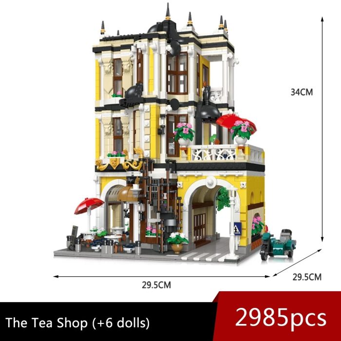 89124 JIESTAR Creative Expert Moc City Street View Tea Shop Bricks Modular House Building Blocks Model 5 - LEPIN LEPIN Store