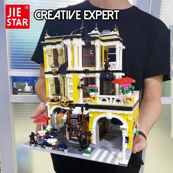 89124 JIESTAR Creative Expert Moc City Street View Tea Shop Bricks Modular House Building Blocks Model - LEPIN LEPIN Store