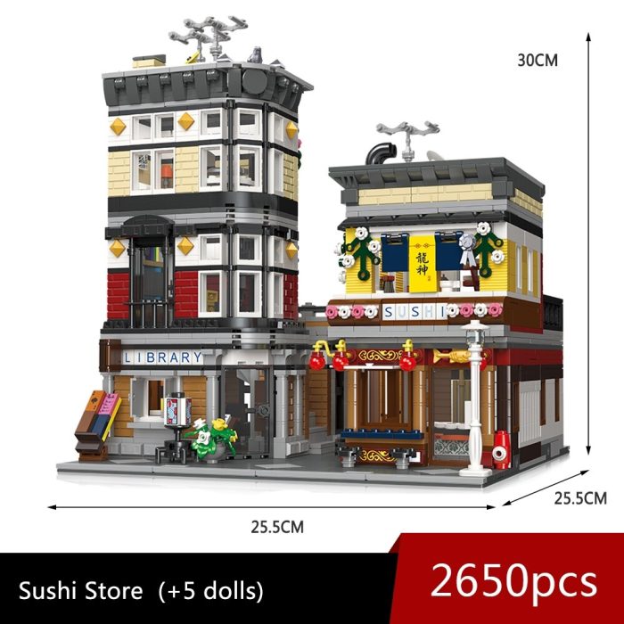 89127 JIESTAR Creative Expert Street View Moc Sushi Corner Shop Bricks Modular House Model Building Blocks 5 - LEPIN LEPIN Store