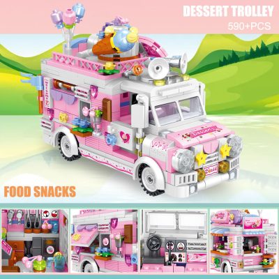 BZDA City Mini Snack Street View Ice Cream Truck Car Building Blocks Hamburg Dessert Vehicle Figurine 1 - LEPIN LEPIN Store