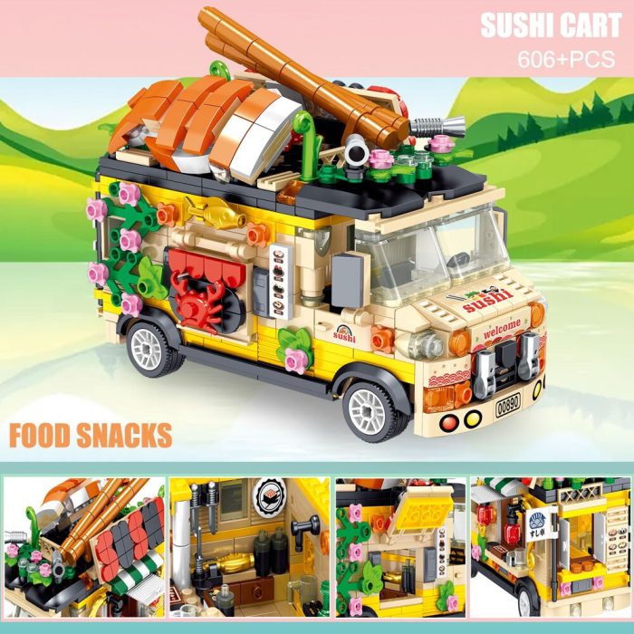 BZDA City Mini Snack Street View Ice Cream Truck Car Building Blocks Hamburg Dessert Vehicle Figurine 4 - LEPIN LEPIN Store