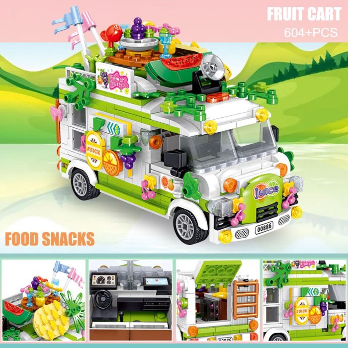 BZDA City Mini Snack Street View Ice Cream Truck Car Building Blocks Hamburg Dessert Vehicle Figurine 5 - LEPIN LEPIN Store