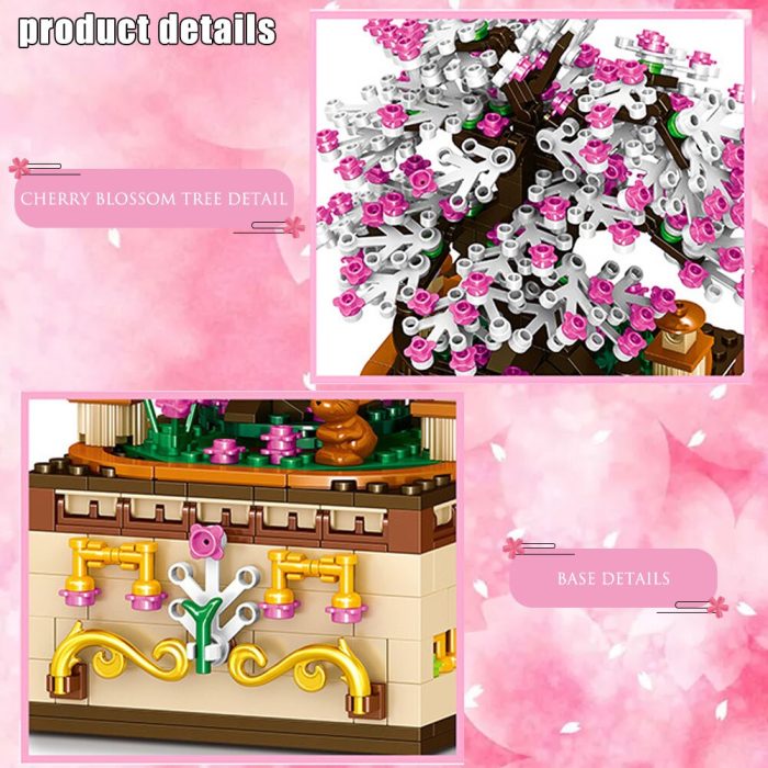 BZDA City Street View Cherry Blossom Tree Music Box Rotating Sakura Engineering Building Blocks Toys For 2 - LEPIN LEPIN Store