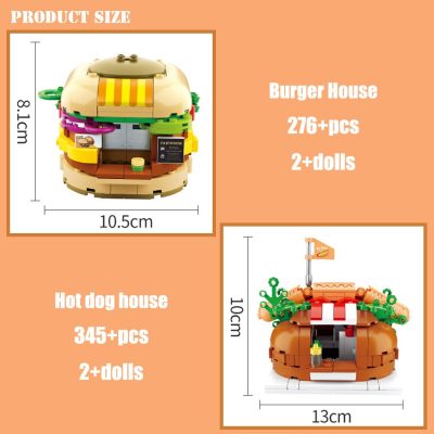 BZDA City Street View Food Court Building Block Burger House Bricks Hot Dog House Model Fries 4 - LEPIN LEPIN Store