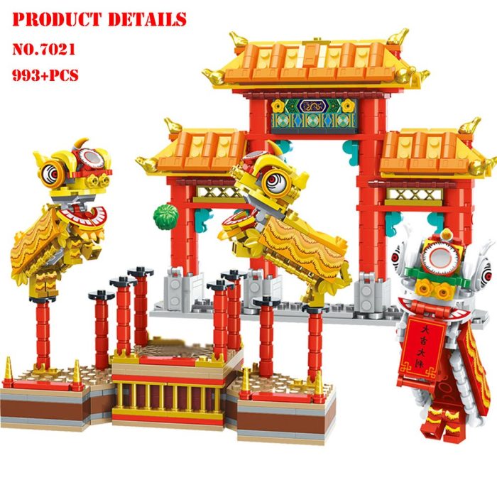 BZDA Creative Chinese New Year Building Blocks Fun Lion Dance New Year Eve Model Kit Children 1 - LEPIN LEPIN Store