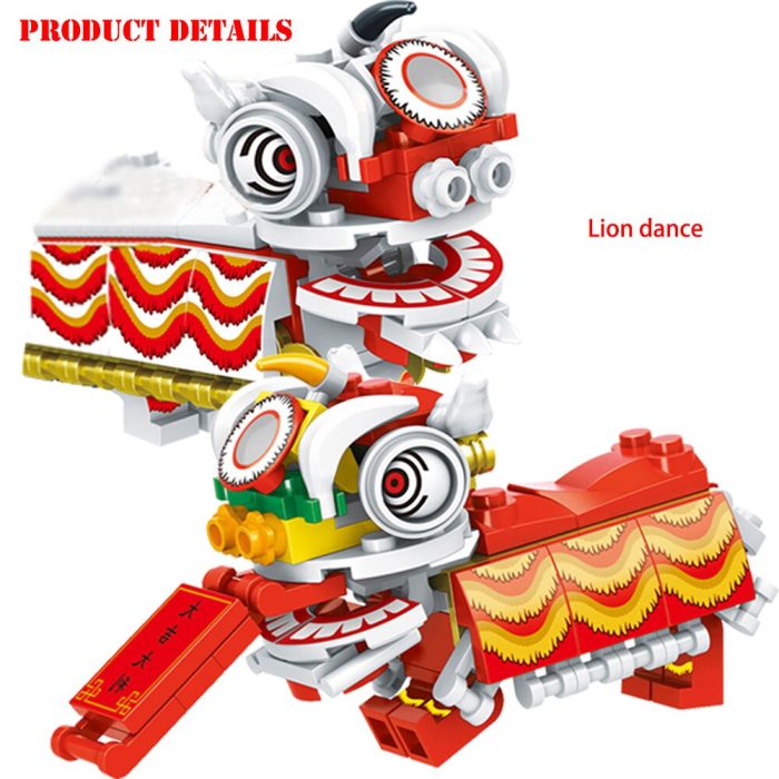 BZDA Creative Chinese New Year Building Blocks Fun Lion Dance New Year Eve Model Kit Children 3 - LEPIN LEPIN Store