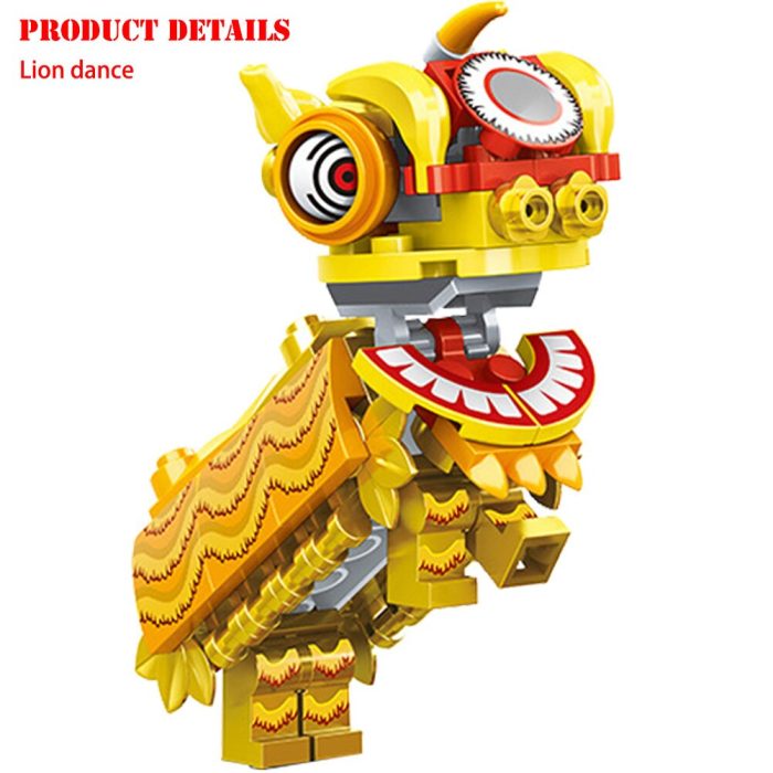 BZDA Creative Chinese New Year Building Blocks Fun Lion Dance New Year Eve Model Kit Children 4 - LEPIN LEPIN Store