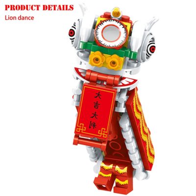 BZDA Creative Chinese New Year Building Blocks Fun Lion Dance New Year Eve Model Kit Children 5 - LEPIN LEPIN Store