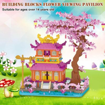 BZDA Creative City Street View Bricks Flower Viewing Pavilion Cherry Tree House Micro Particle Building Block 3 - LEPIN LEPIN Store