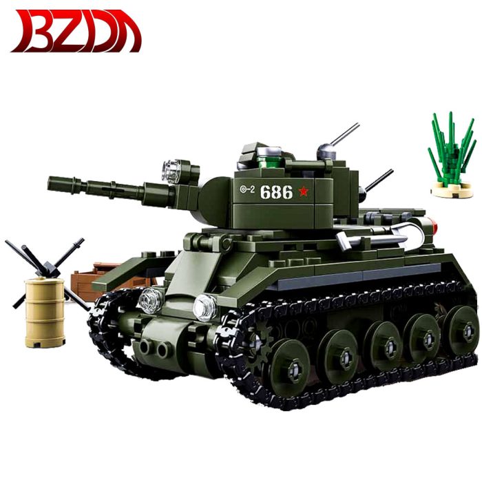 BZDA Military Tank model Building Blocks WW2 BT 7 Cavalry Tanks soldier Figures man weapon bricks - LEPIN LEPIN Store