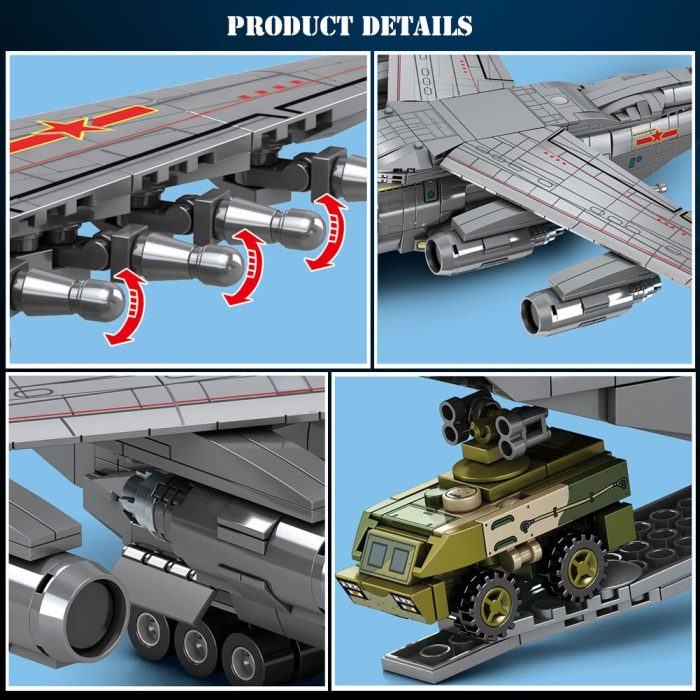 BZDA Military WW2 Large Transport Aircraft Fighter Building Blocks High tech Y 20 Plane Educational Bricks 5 - LEPIN LEPIN Store