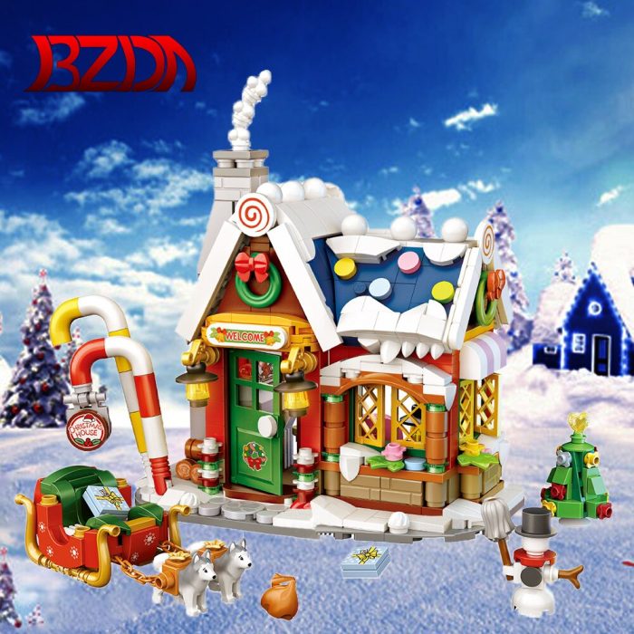 BZDA Mini Street Building Blocks Architecture Merry Christmas Snowman Deer Tree House Girl Friends City Bricks 1 - LEPIN LEPIN Store