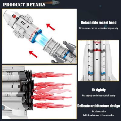 BZDA Technology Rocket Blocks Spitfire Wandering Earth Launch Vehicle Model Children s Toys Building Blocks 5 - LEPIN LEPIN Store