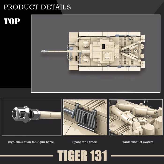 BZDA WW2 German Military Tiger Style Main Battle Tank Miniaturas Building Blocks MOC Panzer Tank Model 1 - LEPIN LEPIN Store