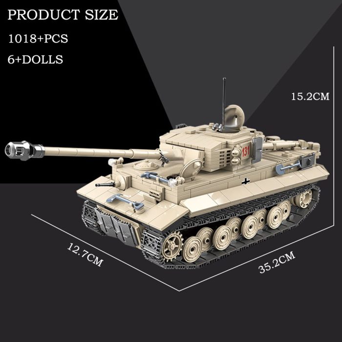 BZDA WW2 German Military Tiger Style Main Battle Tank Miniaturas Building Blocks MOC Panzer Tank Model 2 - LEPIN LEPIN Store