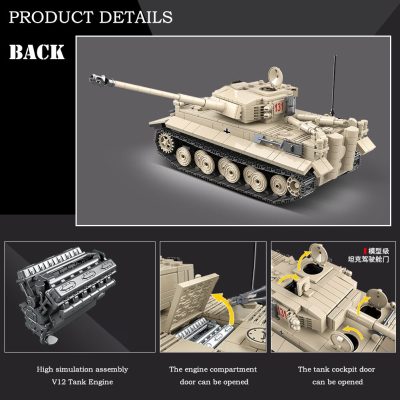 BZDA WW2 German Military Tiger Style Main Battle Tank Miniaturas Building Blocks MOC Panzer Tank Model 3 - LEPIN LEPIN Store