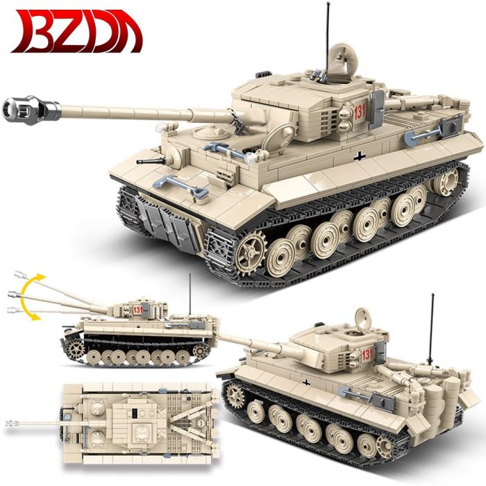 BZDA WW2 German Military Tiger Style Main Battle Tank Miniaturas Building Blocks MOC Panzer Tank Model - LEPIN LEPIN Store