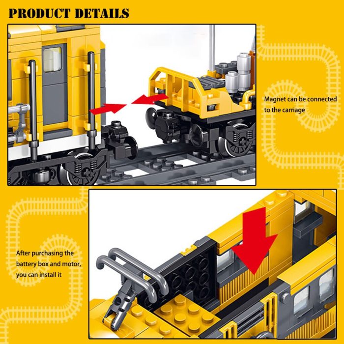 BZDA high tech Toys Train Series Battery Powered Electric Train Building Blocks City Freight Cargo With 3 - LEPIN LEPIN Store