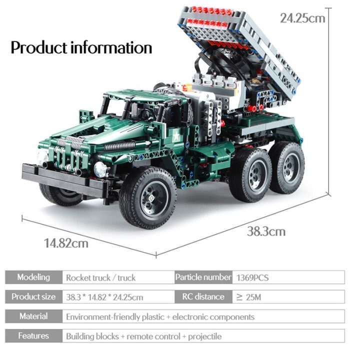 Cada 1369PCS RC Rocket Launcher Truck Car Building Blocks Military Power Funcation MOC Bricks Toys for 3 - LEPIN LEPIN Store