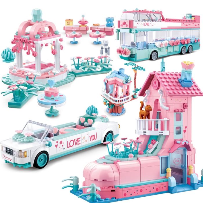 Friends Pink House City Bus Race Car Building Block Princess Prince Wedding Sets Romantic Amusement Park - LEPIN LEPIN Store