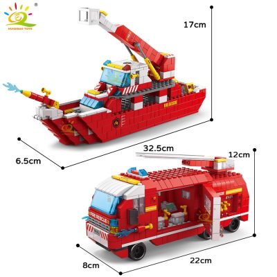 HUIQIBAO 1000pcs 6in1 City Fire Station Ship Truck Model Building Blocks Firefighting Boat Set Bricks Toy 2 - LEPIN LEPIN Store