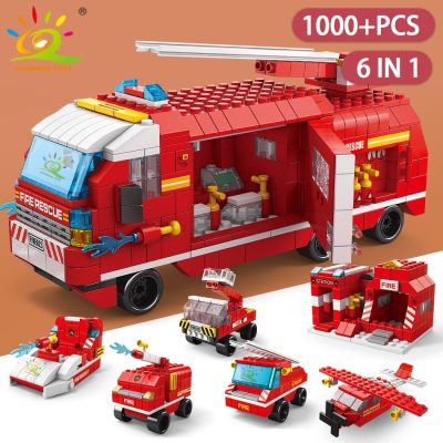 HUIQIBAO 1000pcs 6in1 City Fire Station Ship Truck Model Building Blocks Firefighting Boat Set Bricks Toy 3 - LEPIN LEPIN Store