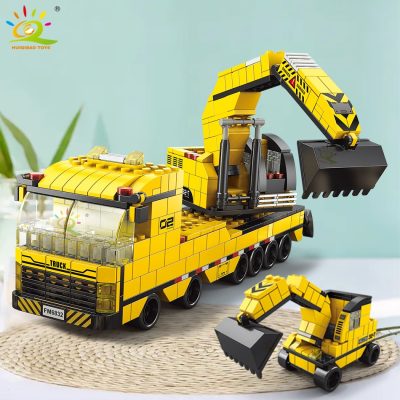 HUIQIBAO 1000pcs 6in1 Engineering Crane Truck Building Blocks City Construction Bricks Bulldozer Car Set For Children 1 - LEPIN LEPIN Store