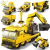 HUIQIBAO 1000pcs 6in1 Engineering Crane Truck Building Blocks City Construction Bricks Bulldozer Car Set For Children - LEPIN LEPIN Store