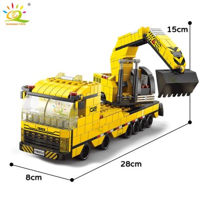 HUIQIBAO 1000pcs 6in1 Engineering Crane Truck Building Blocks City Construction Bricks Bulldozer Car Set For Children 3 - LEPIN LEPIN Store