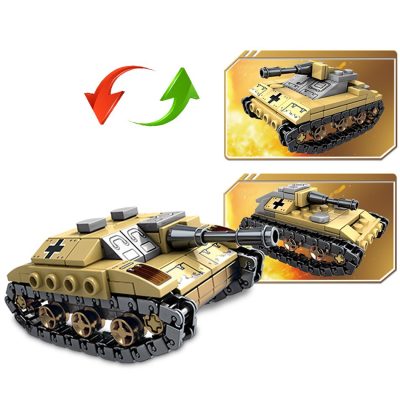 HUIQIBAO 1061PCS 8in2 WW2 Army Truck Tank Building Block Military Car Plane Weapon Soldier Figure Model 4 - LEPIN LEPIN Store