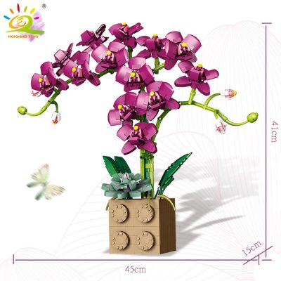 HUIQIBAO 1369Pcs Orchid Flower Bouquet Series Building Block MOC 5 Colors Bonsai DIY Assembly Bricks Toy 5 - LEPIN LEPIN Store