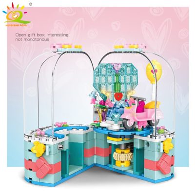 HUIQIBAO 286Pcs Couple Heart Decorations Jewelry Box with 2 Figures Building Blocks Creative City Bricks Toys 2 - LEPIN LEPIN Store