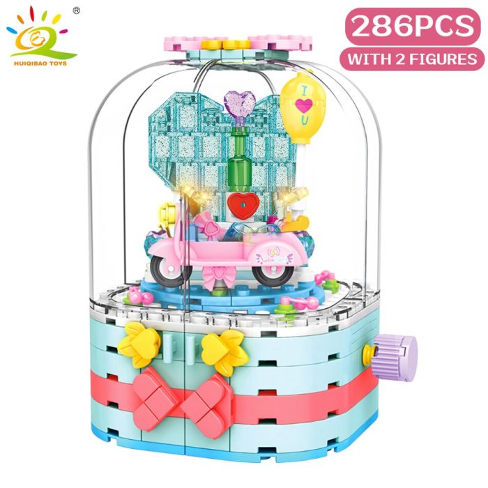 HUIQIBAO 286Pcs Couple Heart Decorations Jewelry Box with 2 Figures Building Blocks Creative City Bricks Toys 4 - LEPIN LEPIN Store