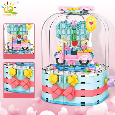 HUIQIBAO 286Pcs Couple Heart Decorations Jewelry Box with 2 Figures Building Blocks Creative City Bricks Toys 5 - LEPIN LEPIN Store