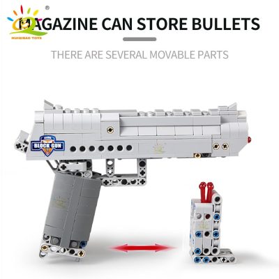 HUIQIBAO 307PCS Desert Eagle Tech Model Building Blocks Set Military Weapon Bricks City DIY Game Gun 1 - LEPIN LEPIN Store