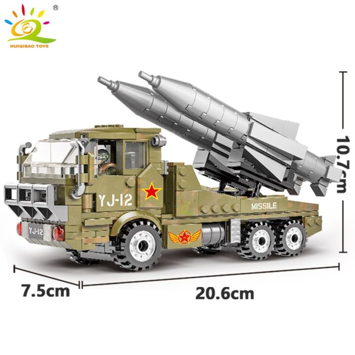 HUIQIBAO 375PCS Military WW2 Army Missile Vehicle Model Building Blocks Soldier Figures Weapon Truck Bricks Toys 1 - LEPIN LEPIN Store