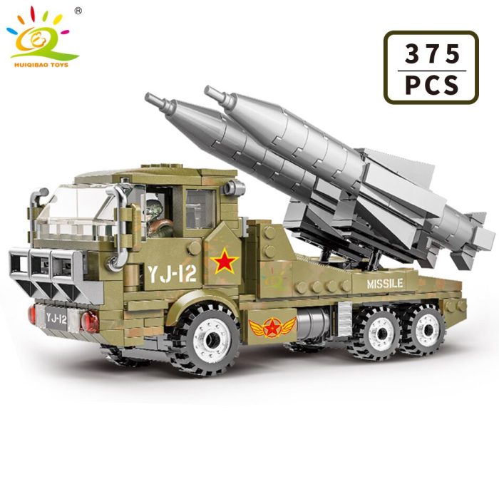 HUIQIBAO 375PCS Military WW2 Army Missile Vehicle Model Building Blocks Soldier Figures Weapon Truck Bricks Toys 2 - LEPIN LEPIN Store