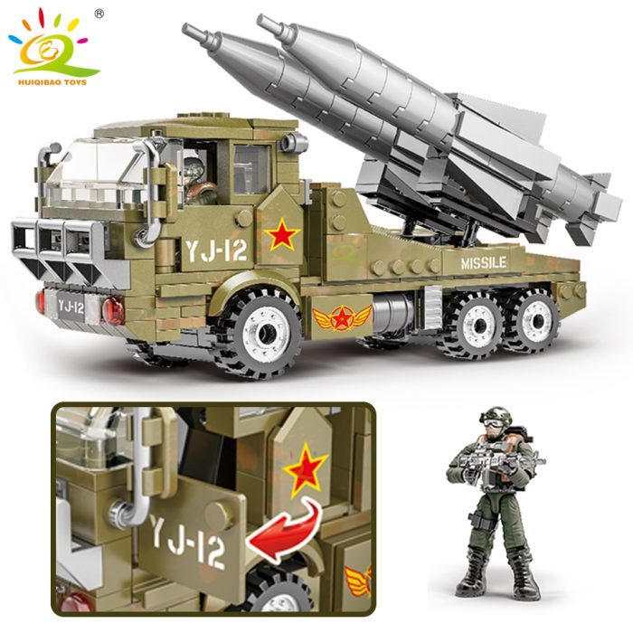 HUIQIBAO 375PCS Military WW2 Army Missile Vehicle Model Building Blocks Soldier Figures Weapon Truck Bricks Toys 4 - LEPIN LEPIN Store