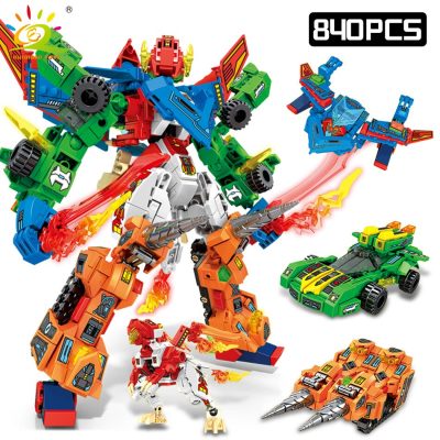 HUIQIBAO 4in1 Creative City Weapon Robot Man Model Building Blocks Mecha Car Bricks Set Children DIY 1 - LEPIN LEPIN Store